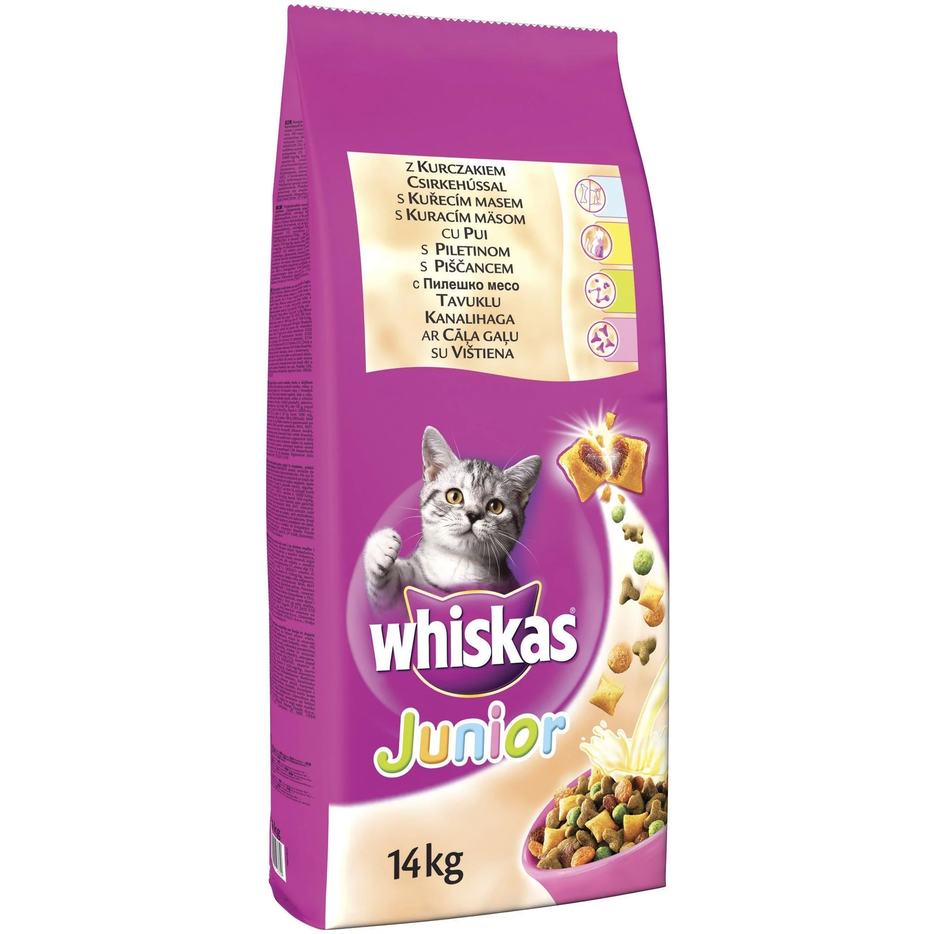 Whiskas Junior sausas ėdalas kačiukams su vištiena 14kg