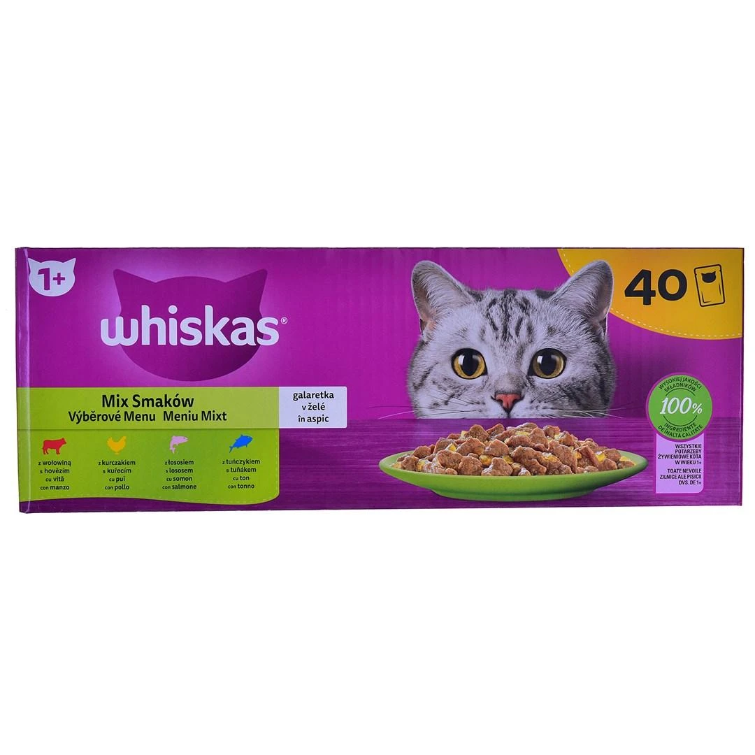 Drėgnas Kačių Maistas - Whiskas Mišrių Mėgstamiausių Su Želė 40x85 g