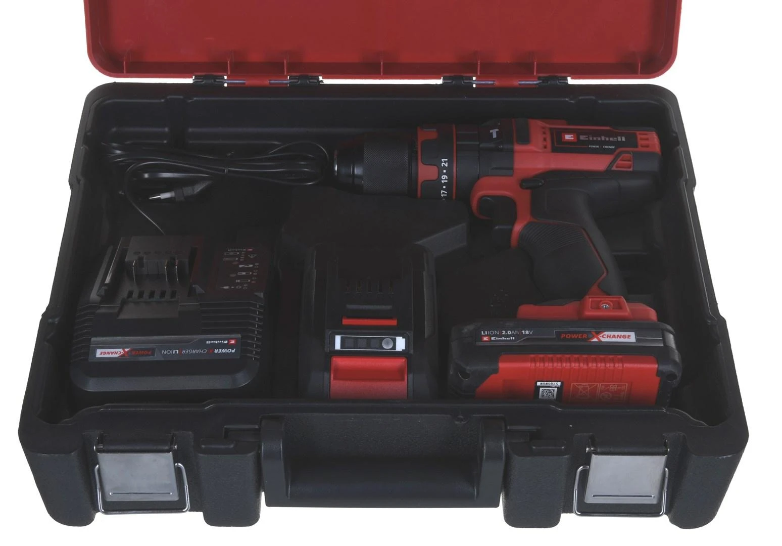 Einhell smūginis suktuvas gręžtuvas TE-CD 18/40 Li-i + 64 priedai (2×2,0Ah) 4513992