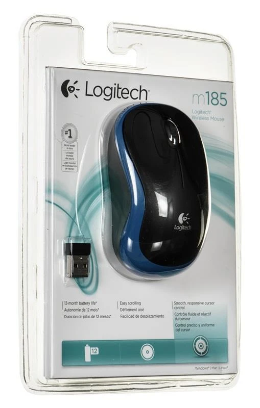Bevielė pelė Logitech M185, Mėlyna