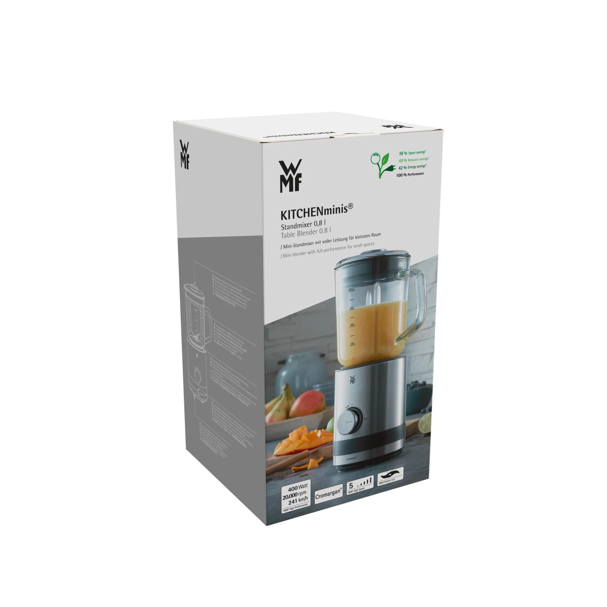 WMF KITCHENminis 04.1649.0011 plakiklis 0.8 L Tabletop plakiklis Juodas,Nerūdijantis plienas,Transparent 400 W