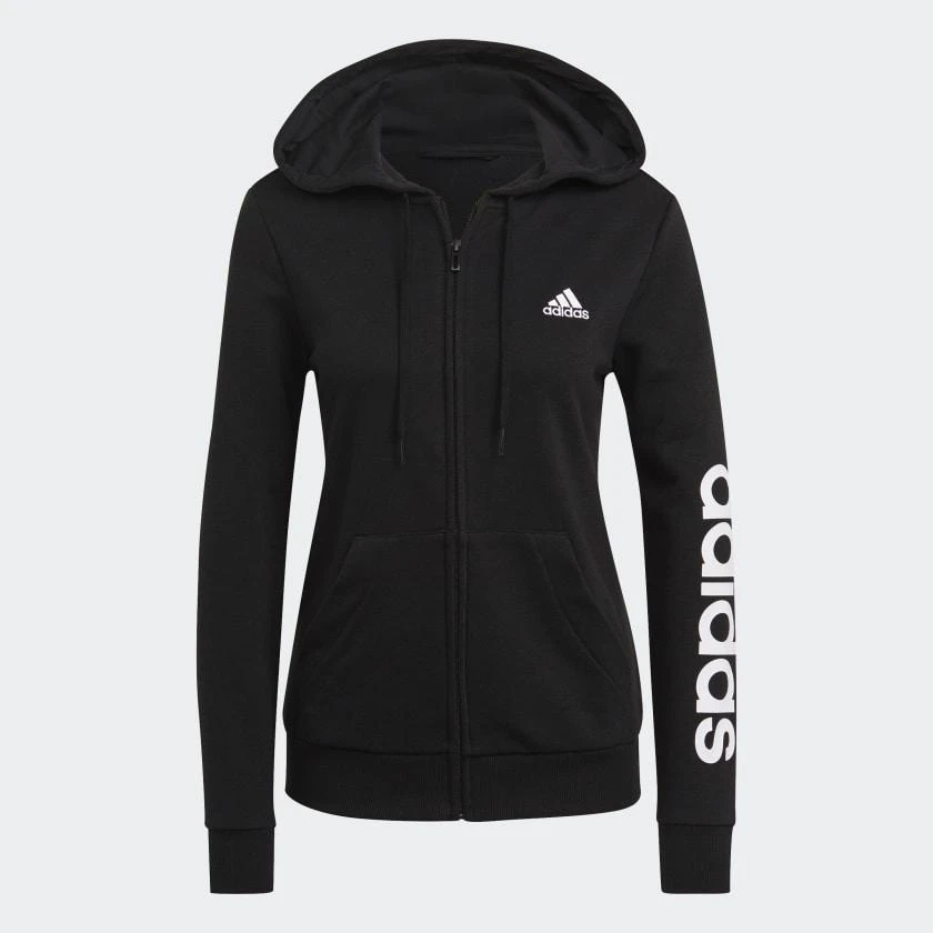 Džemperis moterims Adidas Essentials Linear Ful Zipp Hoodie W GL0791, juodas