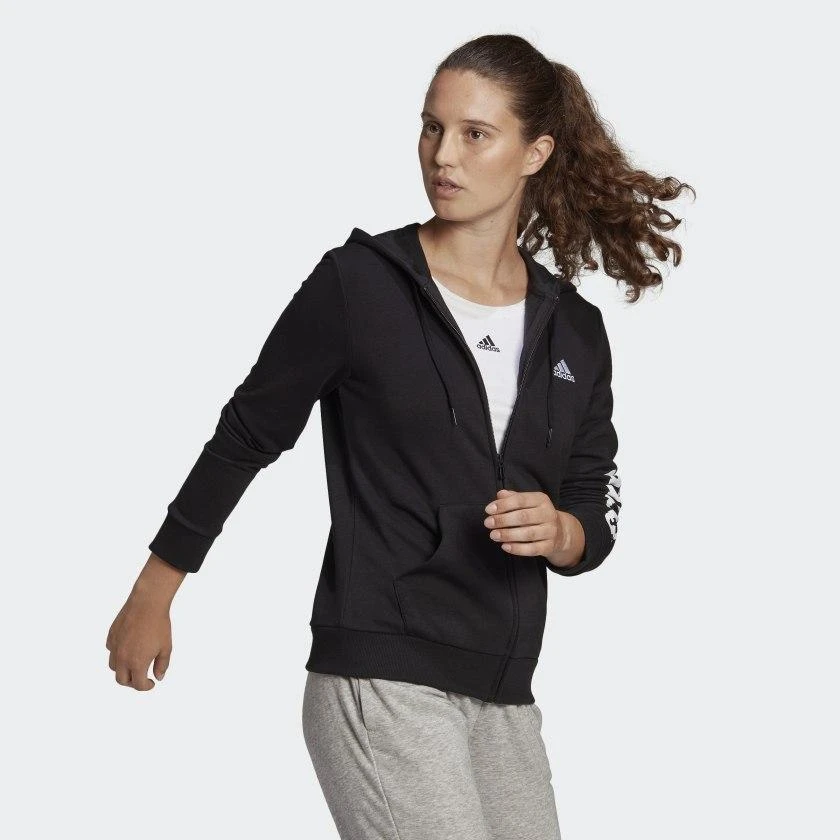 Džemperis moterims Adidas Essentials Linear Ful Zipp Hoodie W GL0791, juodas