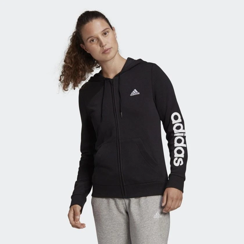 Džemperis moterims Adidas Essentials Linear Ful Zipp Hoodie W GL0791, juodas
