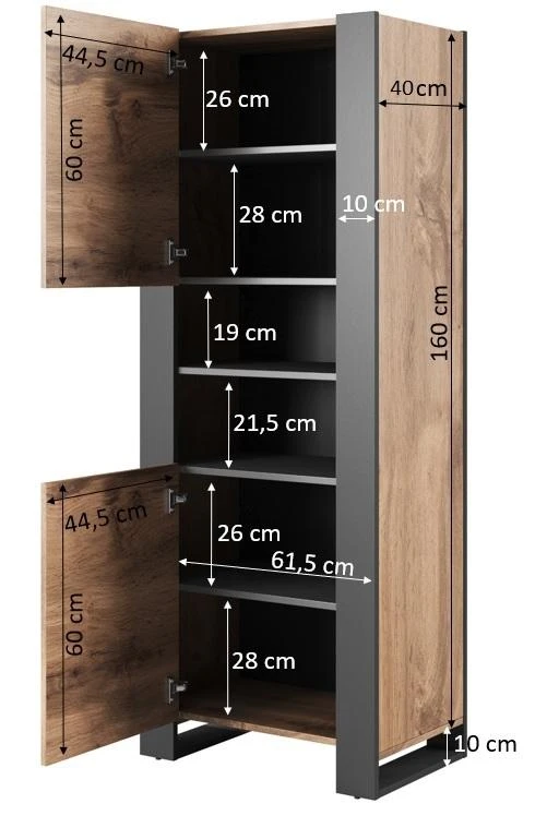 Cama Meble Spinta - WOOD 65x40x170,5 Wotan ąžuolas antracitas
