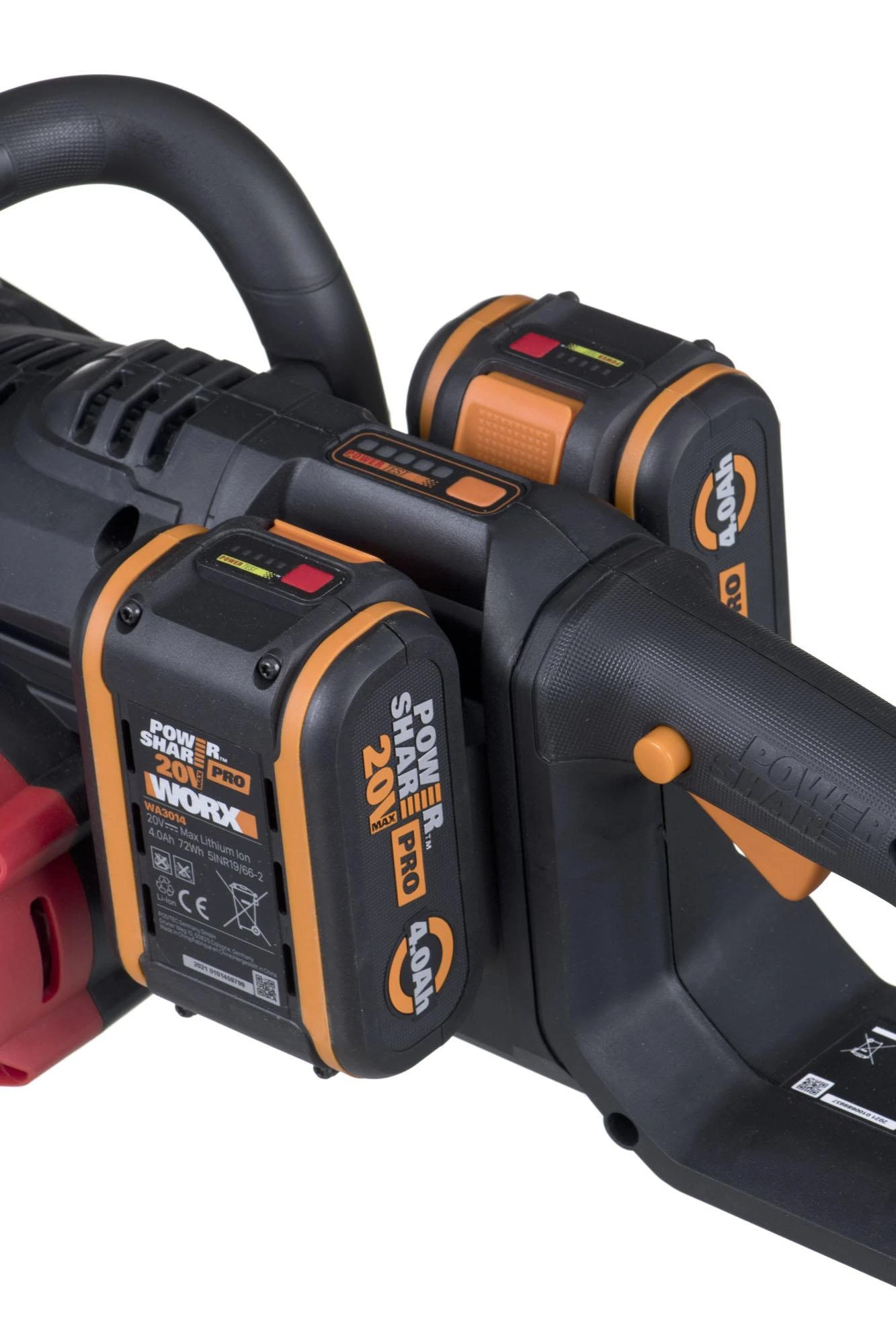 Grandininis pjūklas Worx WG385E; 2x20 V; 2x4,0 Ah; 40 cm juosta