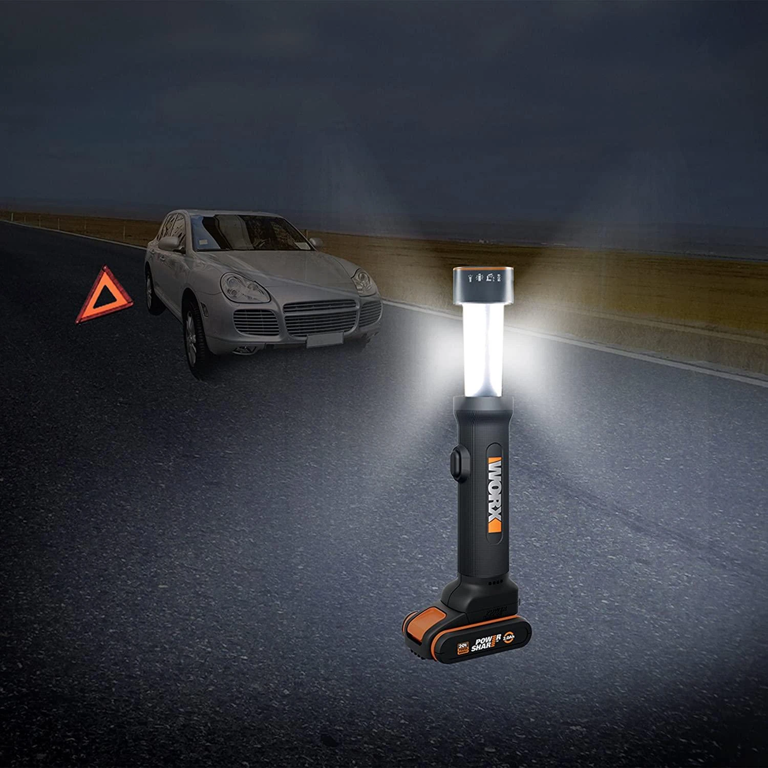 WORX daugiafunkcinė LED lempa, 20V, 120–510 liumenų, WX027.9