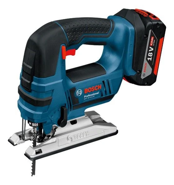 Akumuliatorinis siaurapjūklis Bosch GST 18 V-LI B be akumuliatoriaus ir kroviklio, kartoninė pakuotė