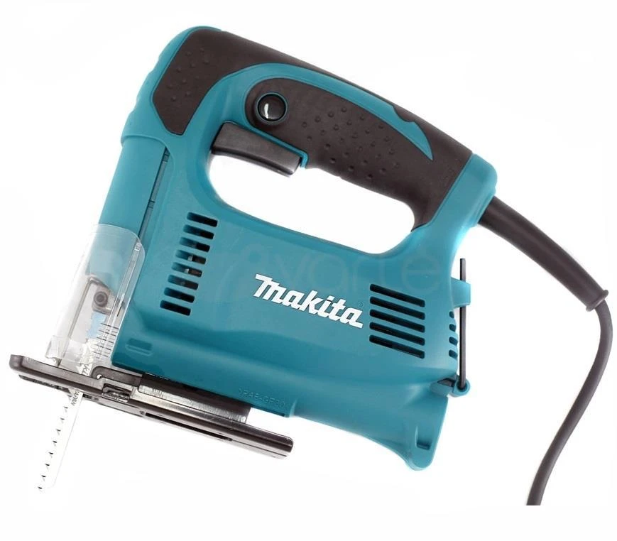 Makita 4326 siaurapjūklis su mėlynu korpusu