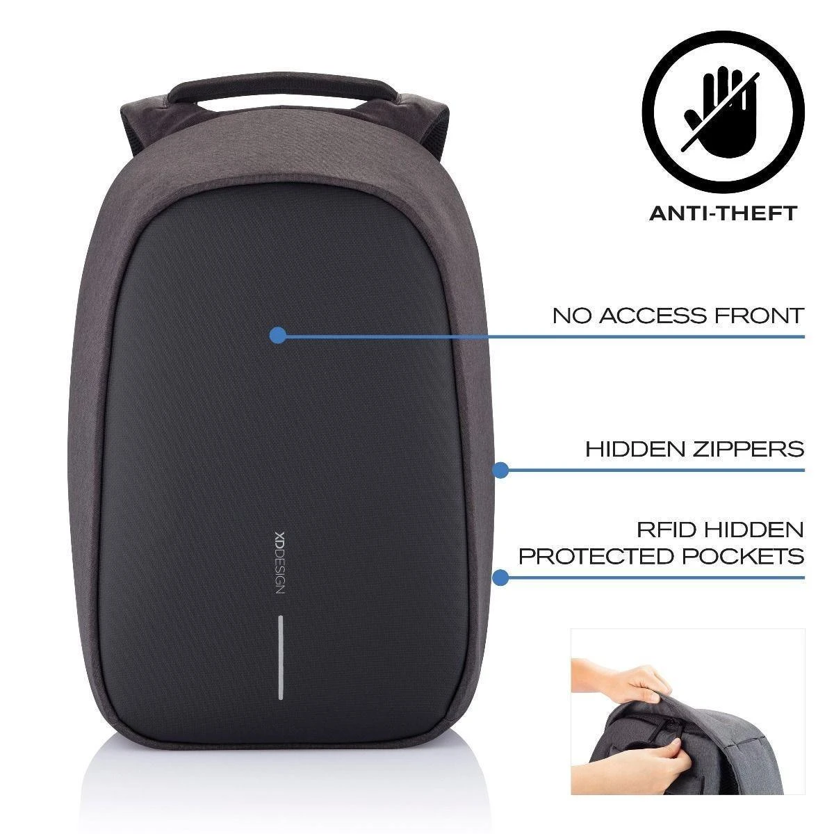 XD Design Kuprinė su apsauga nuo vagių Bobby Hero Regular (Juoda)