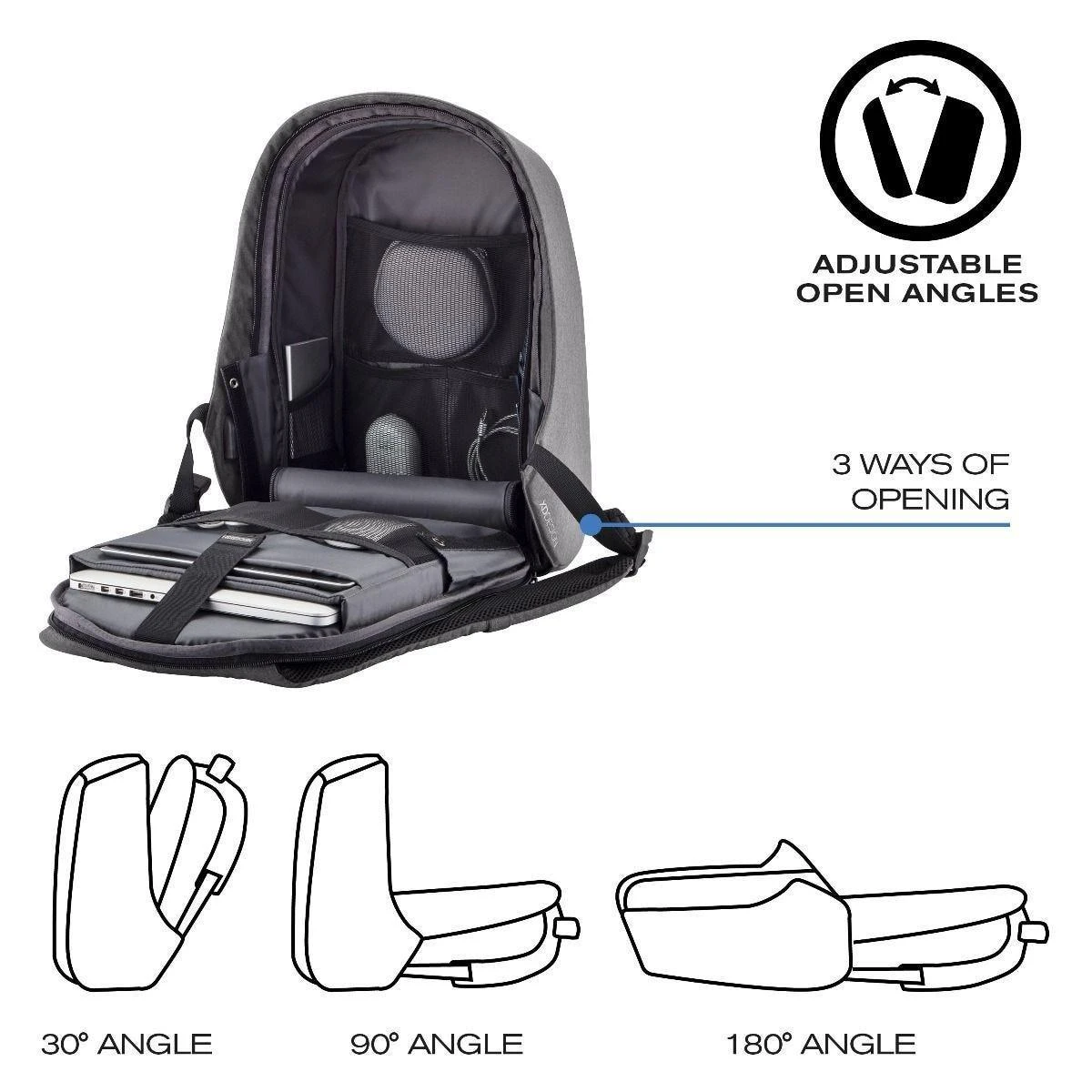 Kuprinė nešiojamam kompiuteriui XD Design Anti-Theft Bobby Hero Small Grey, pilka, 11.5 l