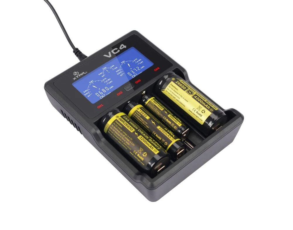 Kroviklis - Xtar VC4SL 1-4 Li-ion/Ni-MH, LCD Ekranas, USB-C