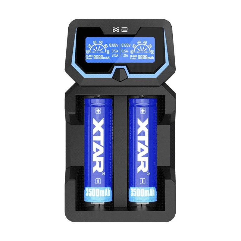 Baterijų įkroviklis XTAR X2 18650 AA AAA elementam ni-MH li-ion