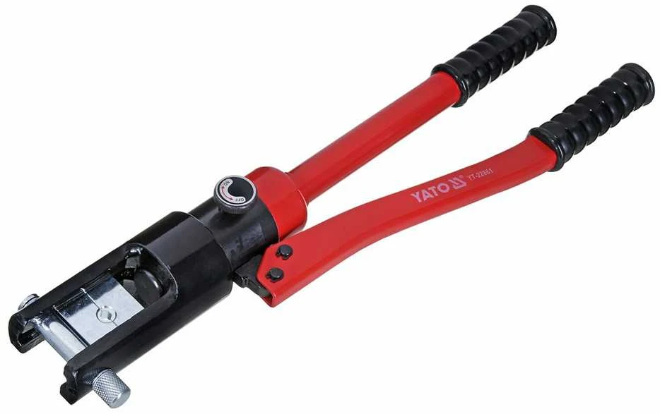 Hidraulinės antgalių užspaudimo ir suveržimo žnyplės Yato YT-22861. 16–240 mm2