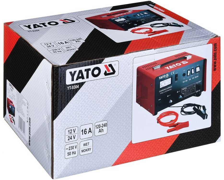 YATO kroviklis su paleidimo funkcija 16A 12V / 24V 120-240Ah