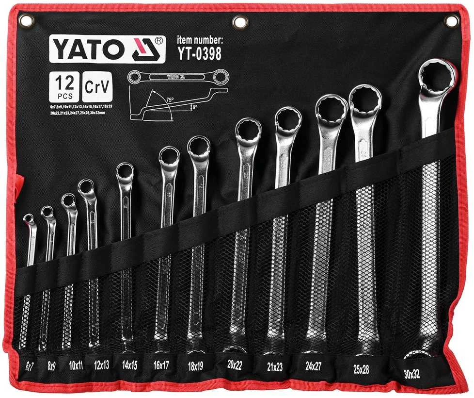 Yato Raktų komplektas žiediniai riebokšliai 6-32mm, 12vnt, chromo vanadis, AS-Drive, riebokšliniai raktai