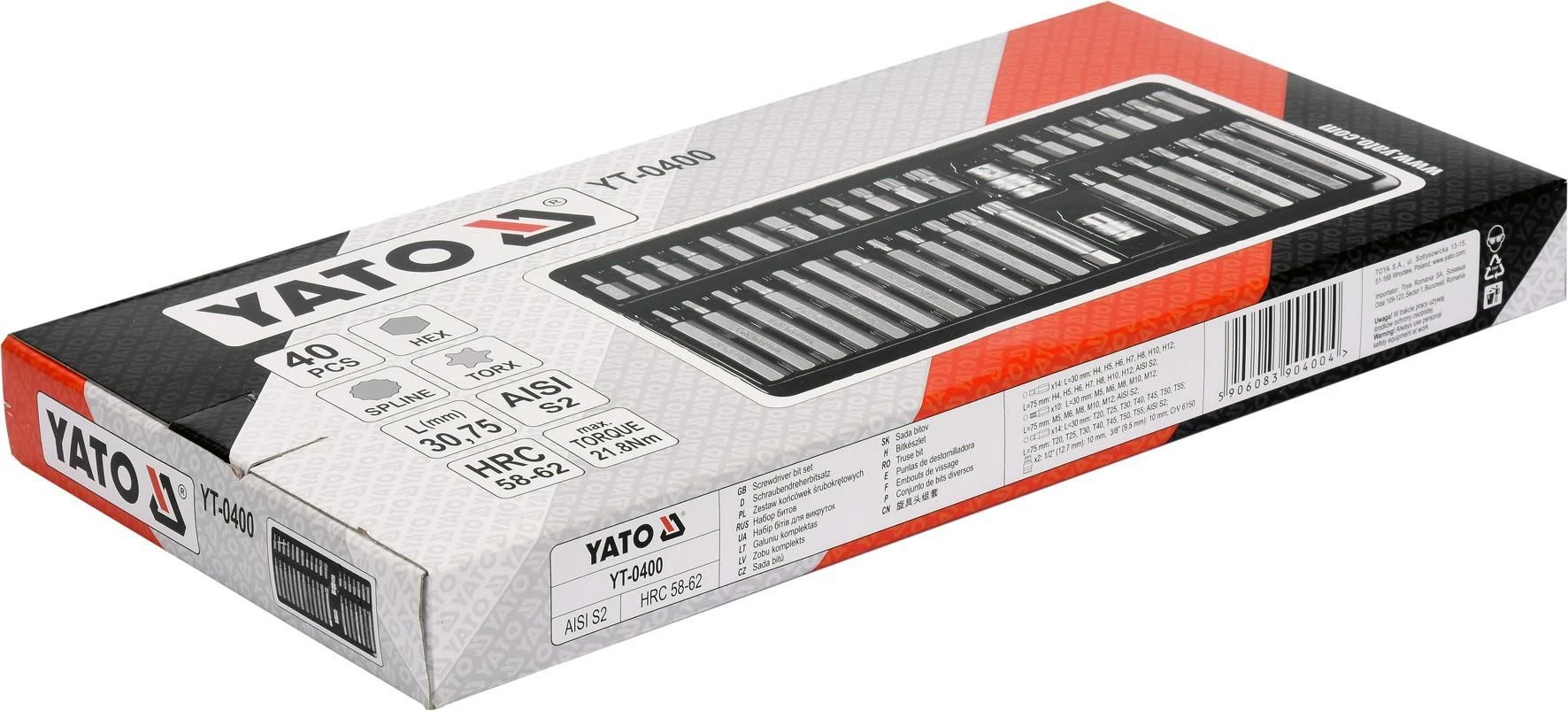 Yato antgalių rinkinys Hex, Torx, Spline, 40 vnt YT-0400
