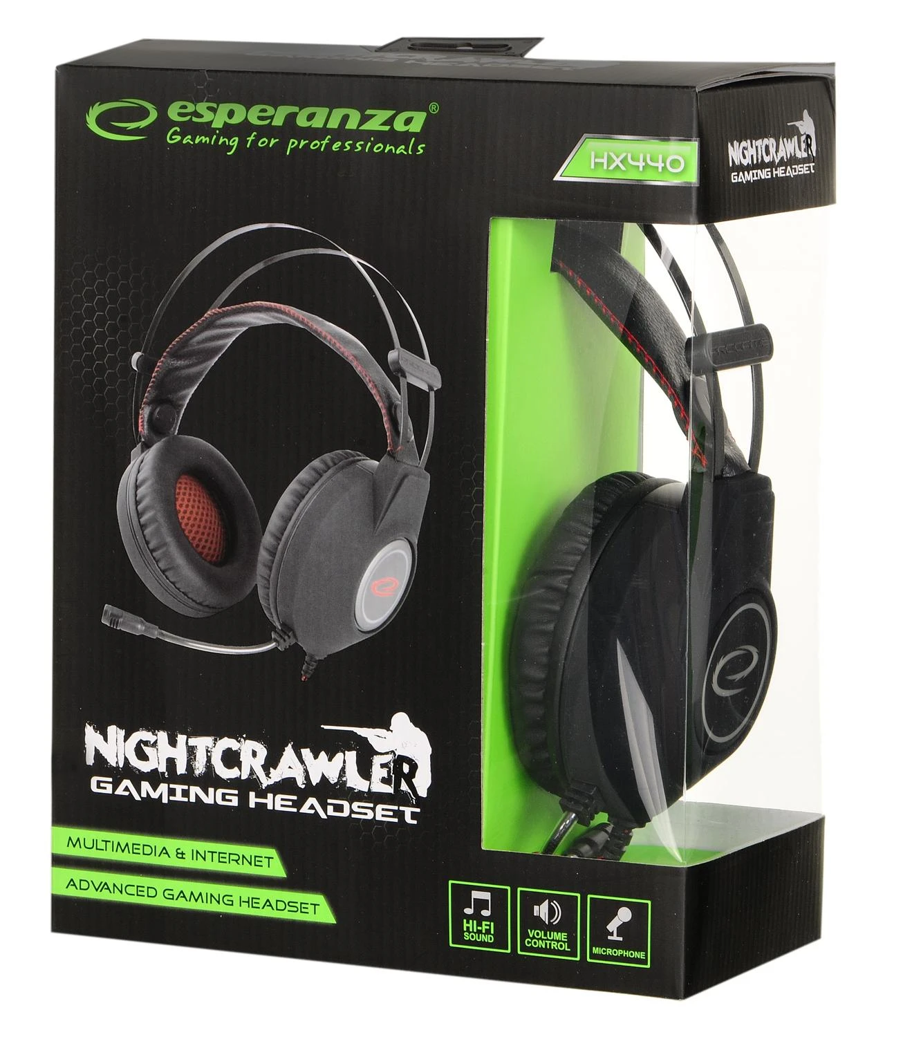 Žaidimų ausinės Esperanza EGH440 NightCrawler, Juodos