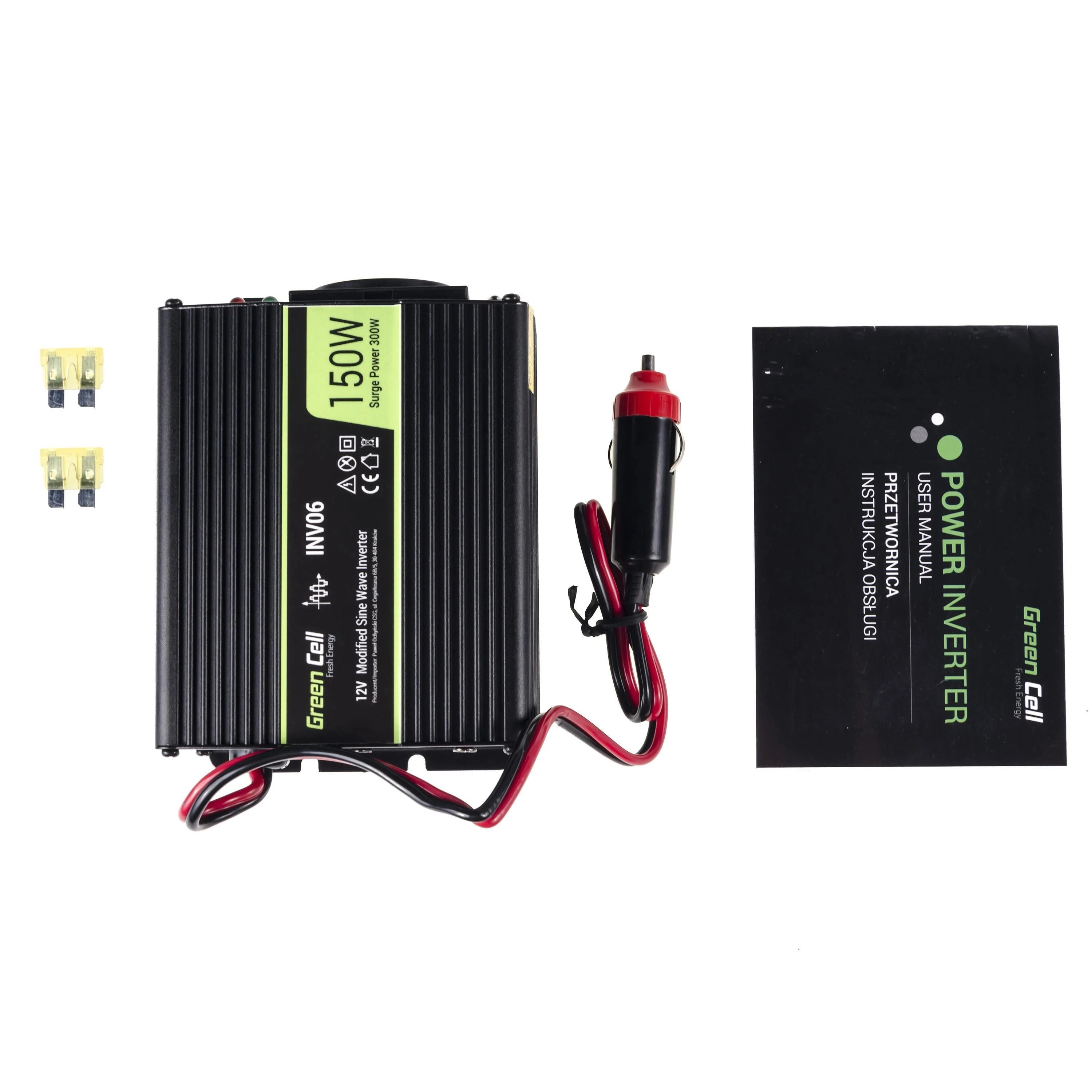 Green Cell Žalias Cell Inverteris 12V/230V 150W/300W modifikuota sinusinė išėjimo įtampa Žalias Cell