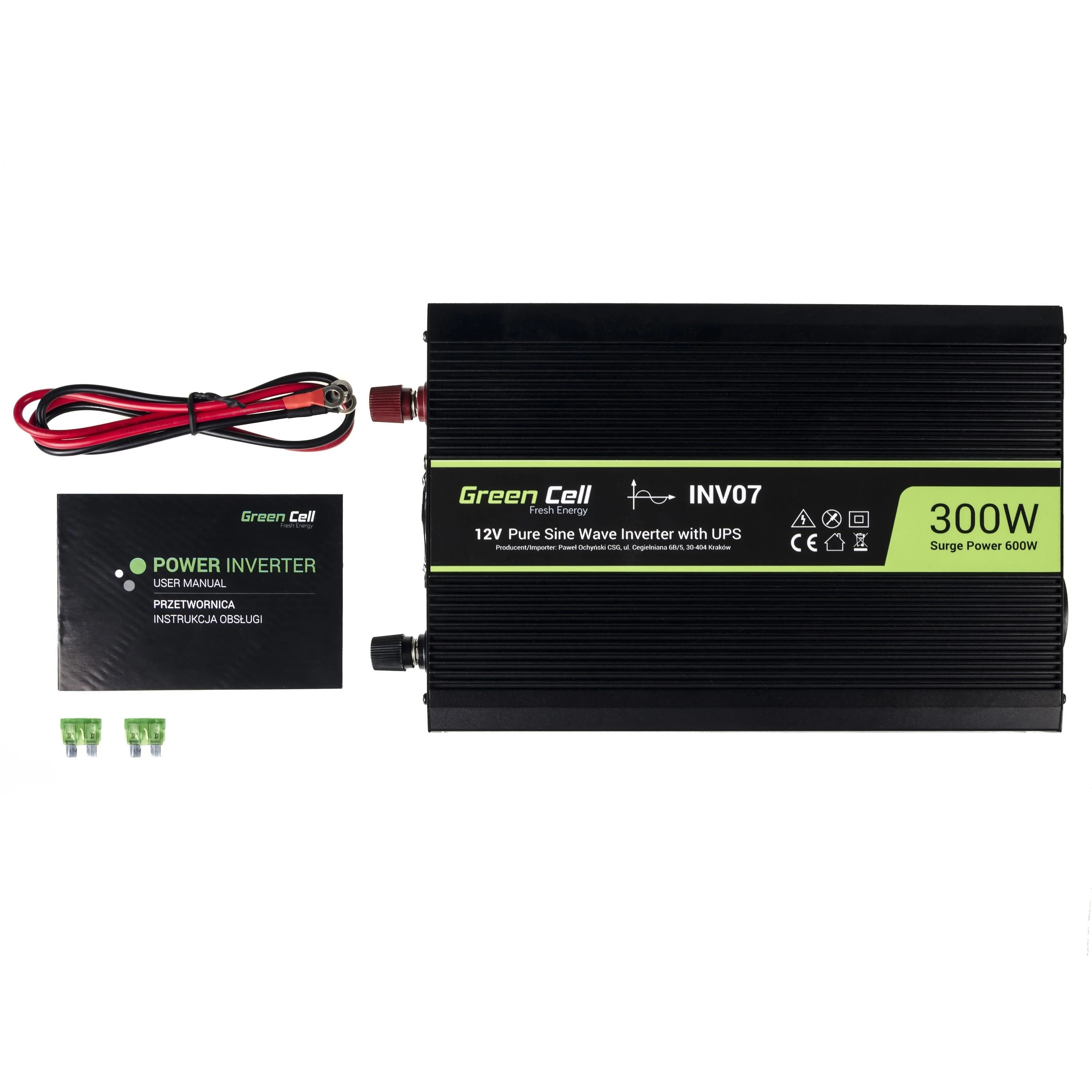 Green Cell 12V 300W keitiklis su pilnu komplektu
