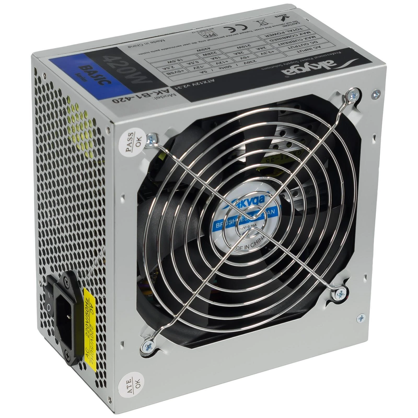 AKYGA AK-B1-420 Basic ATX maitinimo šaltinis 420W AK-B1-420 Fan12cm P4 3xSATA