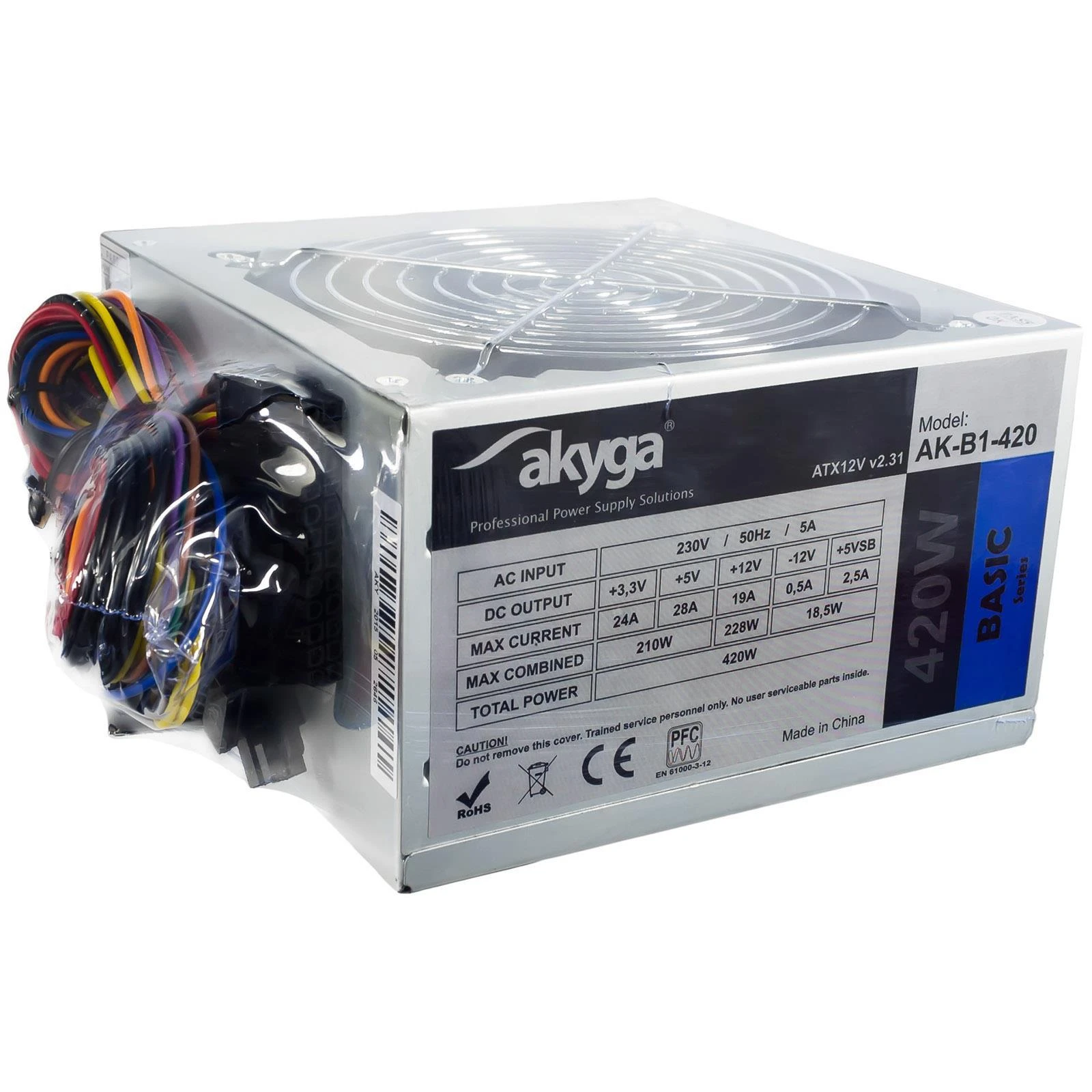 AKYGA AK-B1-420 Basic ATX maitinimo šaltinis 420W AK-B1-420 Fan12cm P4 3xSATA