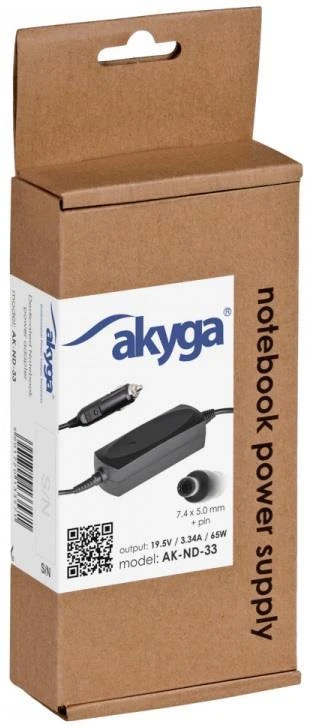 Nešiojamo Kompiuterio Pakrovėjas - Akyga AK-ND-33 65W 19.5V 3.34A Juodas