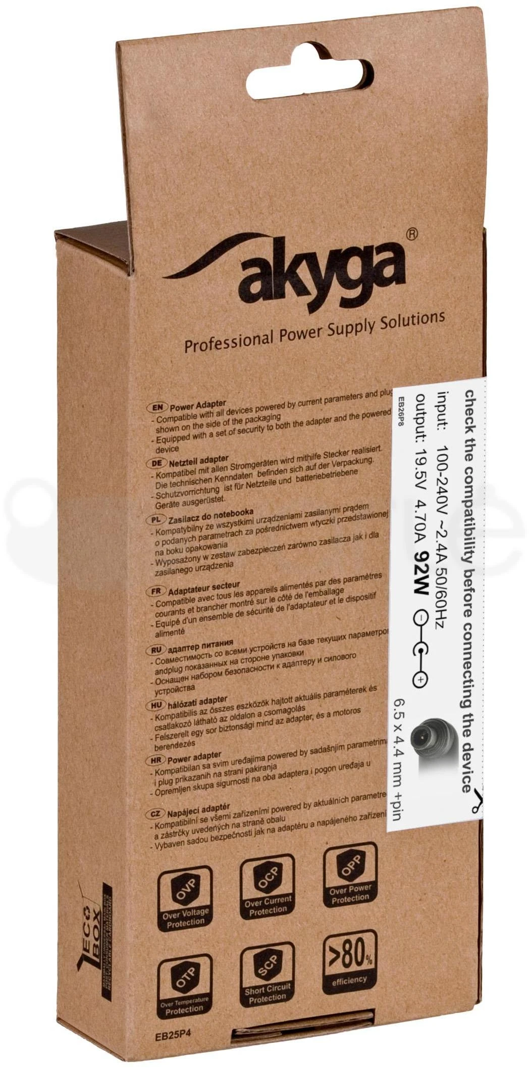 Akyga AK-ND-20 pakuotė su techniniais duomenimis