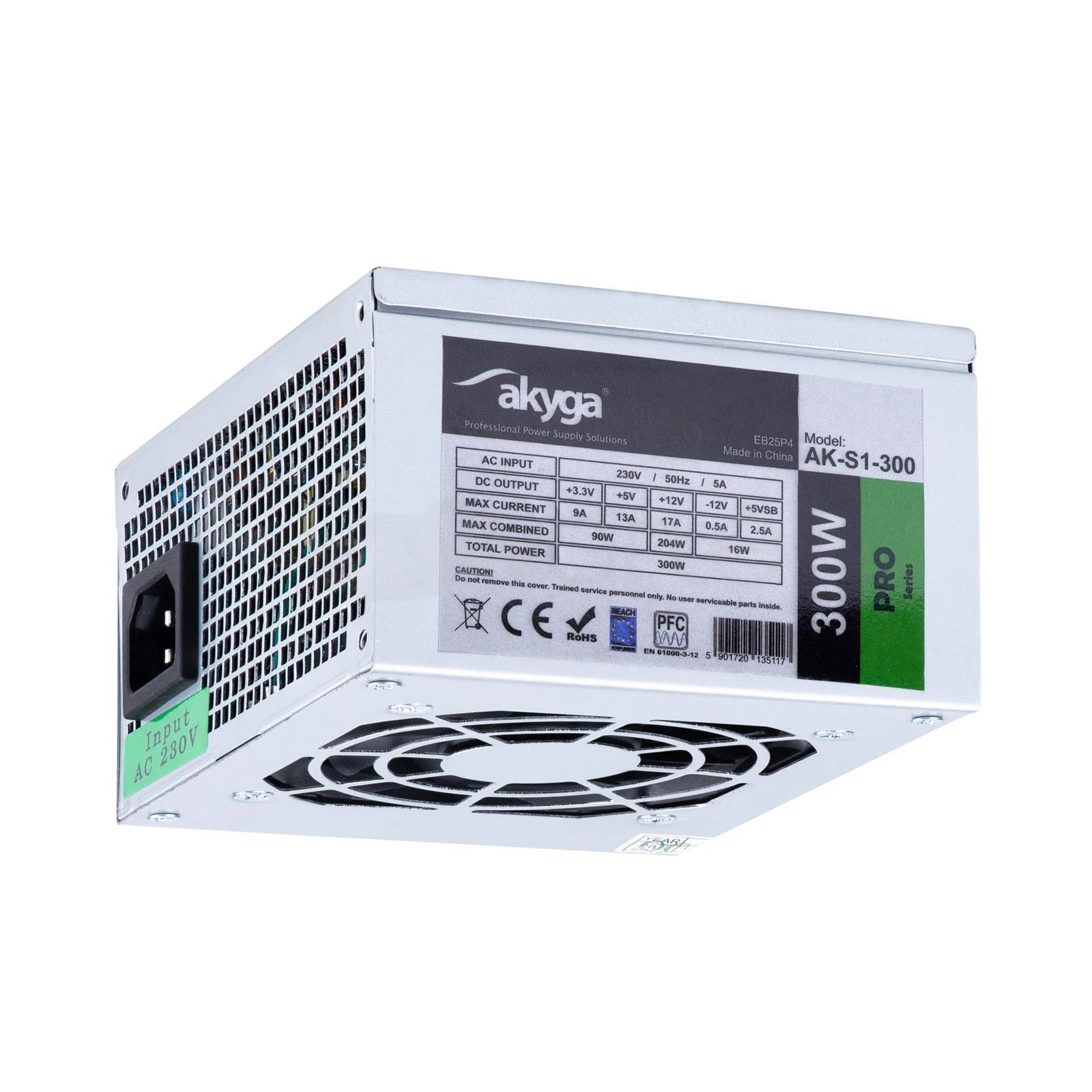 Maitinimo šaltinis Akyga PRO AK-S1-300 (300 W, pasyvus, 80 mm)