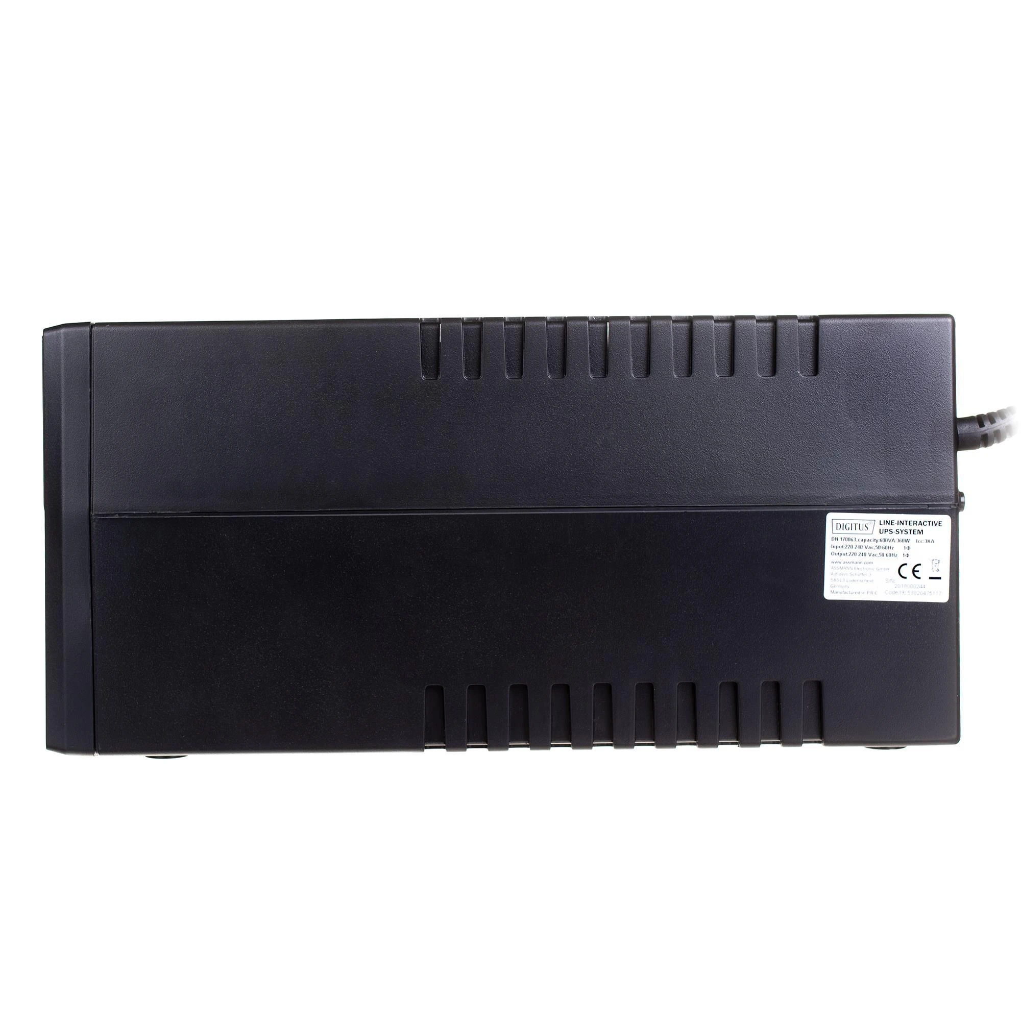 Assmann Electronic DIGITUS Line-Interactive UPS 600VA/360W 12V/7Ah x1 baterija 2x CEE 7/7 AVR RJ-11 LED ekranai