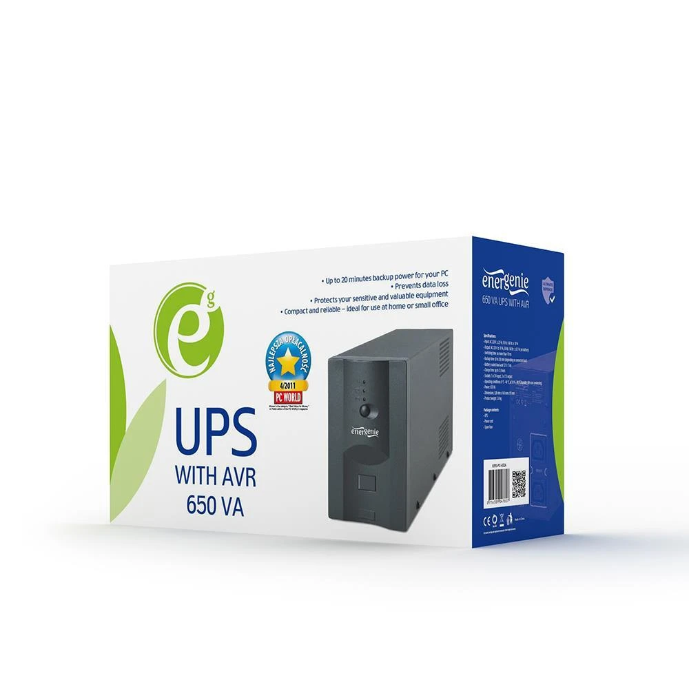Gembird „EnerGenie“ | Nepertraukiamo maitinimo šaltinis (UPS) UPS-PC-652A su AVR | 650 VA | 220 V | 220 V