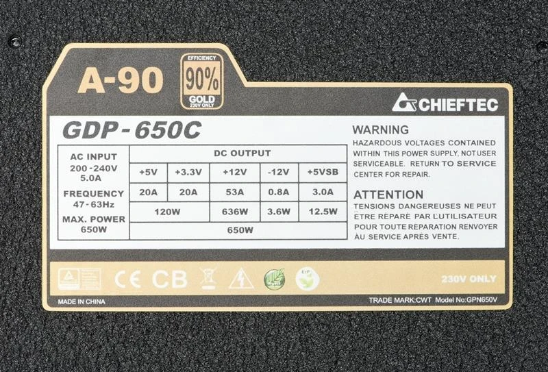Maitinimo blokas Chieftec A-90 GDP-650C, 650W