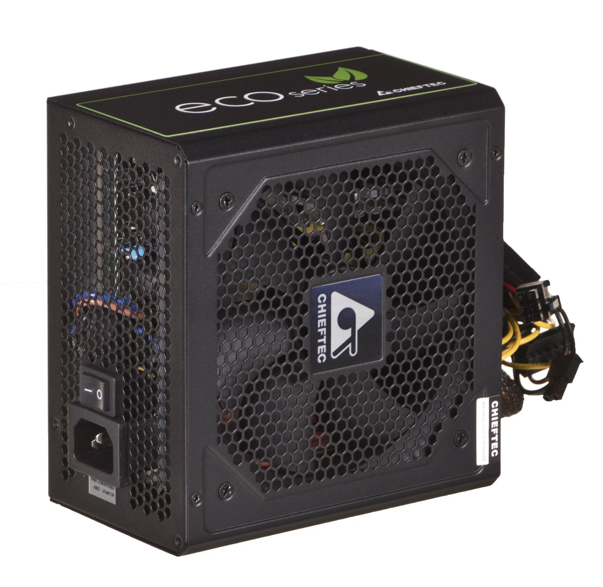 CHIEFTEC ECO serijos 600 W ATX-12V V.2.3 maitinimo šaltinis su 12 cm ventiliatoriumi Aktyvus PFC 230 V tik 85 proc. Efektyvumas, įskaitant maitinimo laidą