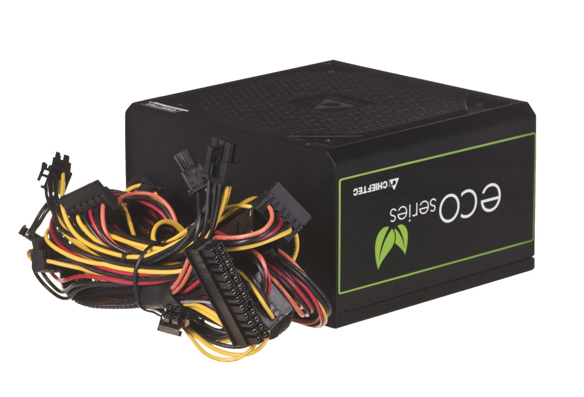 CHIEFTEC ECO serijos 600 W ATX-12V V.2.3 maitinimo šaltinis su 12 cm ventiliatoriumi Aktyvus PFC 230 V tik 85 proc. Efektyvumas, įskaitant maitinimo laidą