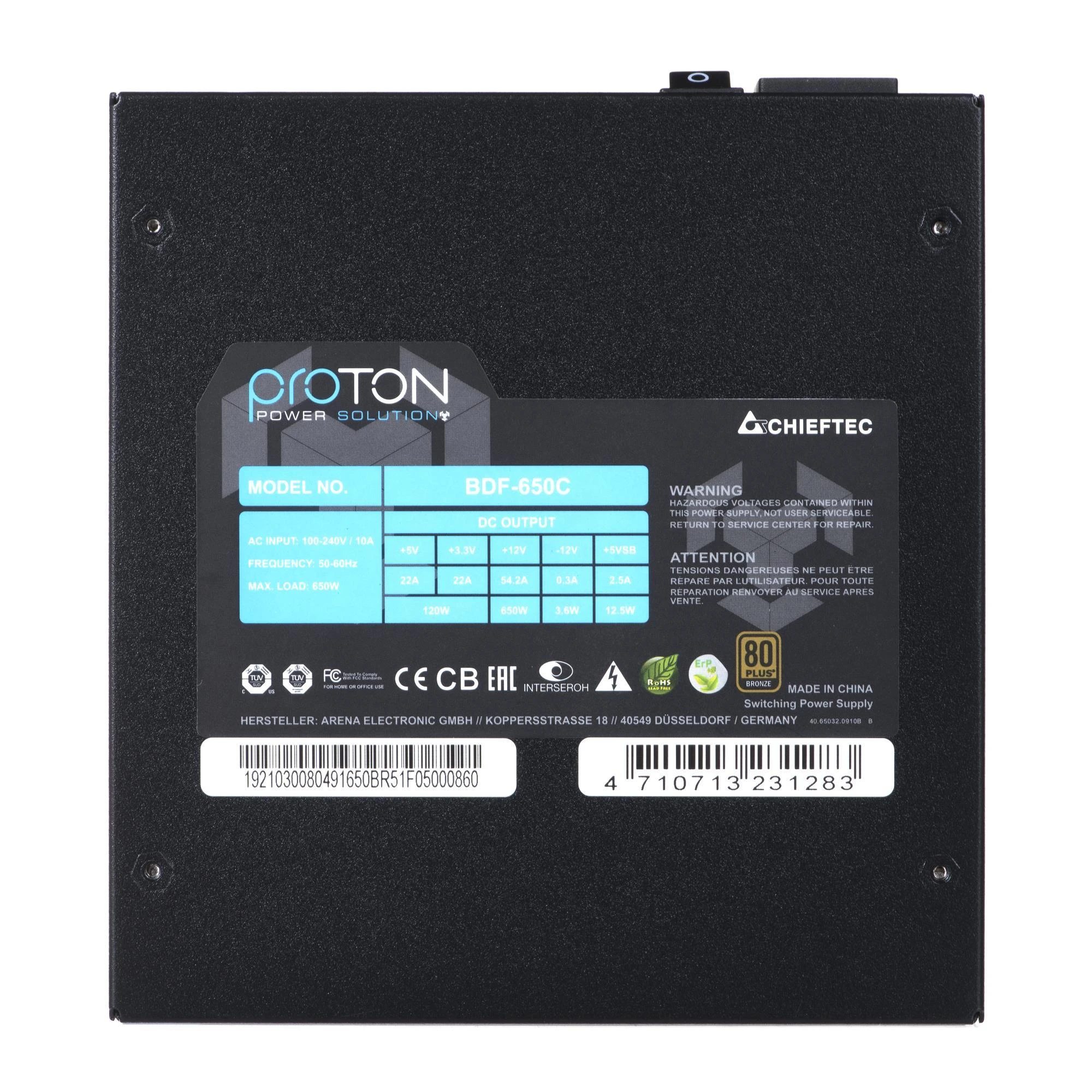 Maitinimo šaltinis Chieftec PROTON BDF-650C (650 W, aktyvus, 140 mm)