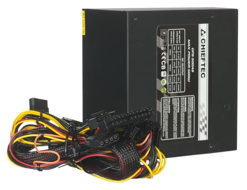 CHIEFTEC PSU 500W 12CM FAN ACTIVE PFC ATX12V V2.3 80+ EFEKTYVUMAS (SU MAITINIMO LAIDU)
