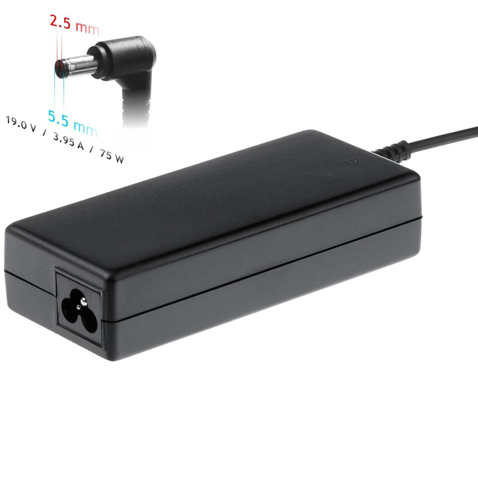 Nešiojamojo kompiuterio pakrovėjas Akyga AK-ND-02 (19V / 3.95A 75W 5.5 x 2.5mm) ASUS / TOSHIBA / LENOVO 1.2m