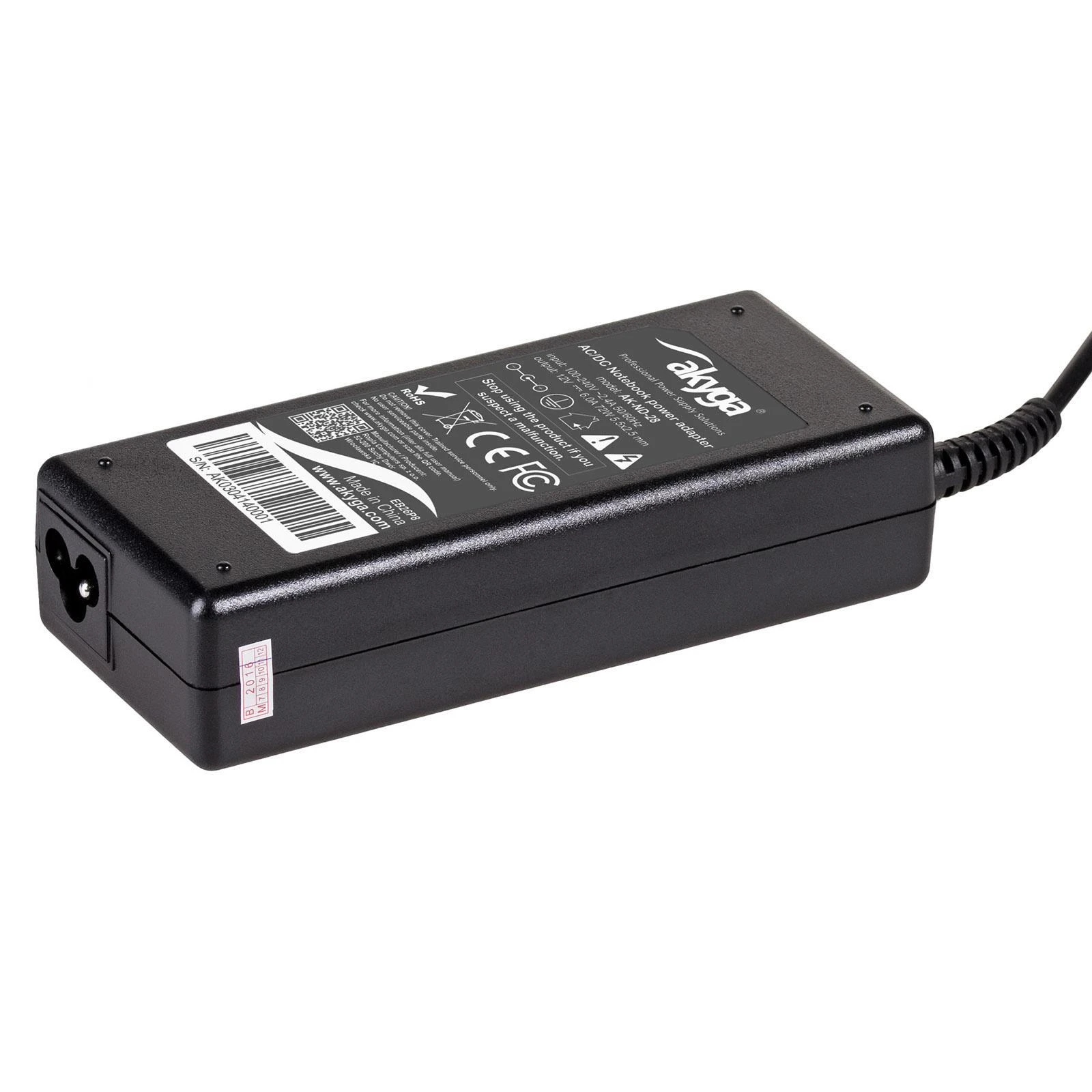 Akyga nešiojamojo kompiuterio maitinimo adapteris 72 W, 2,5 mm, 6 A, 12 V (AK-ND-28)