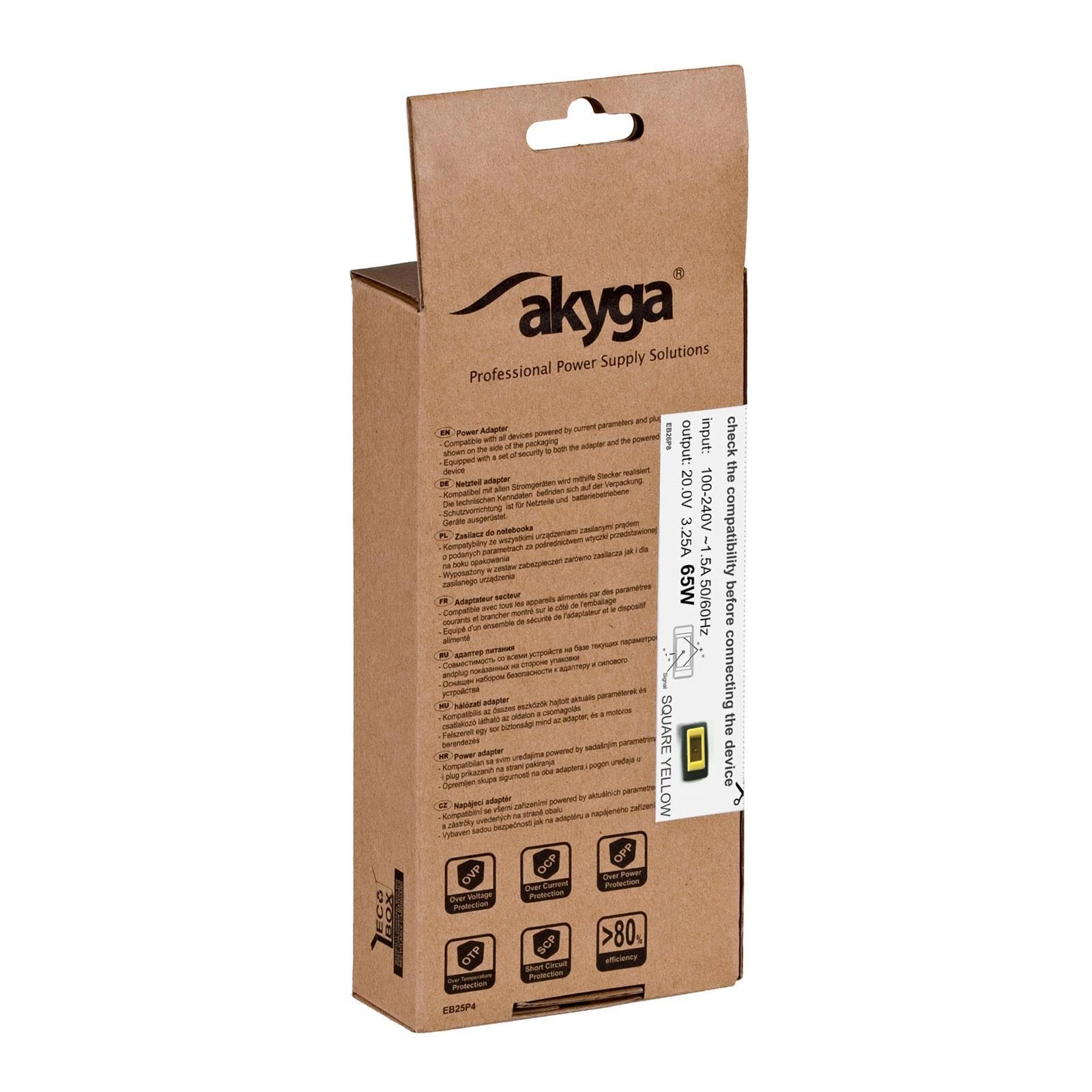 Nesiojamo Kompiuterio Įkroviklis - Akyga AK-ND-24 65W 20V 3.25A Vidaus Juodas