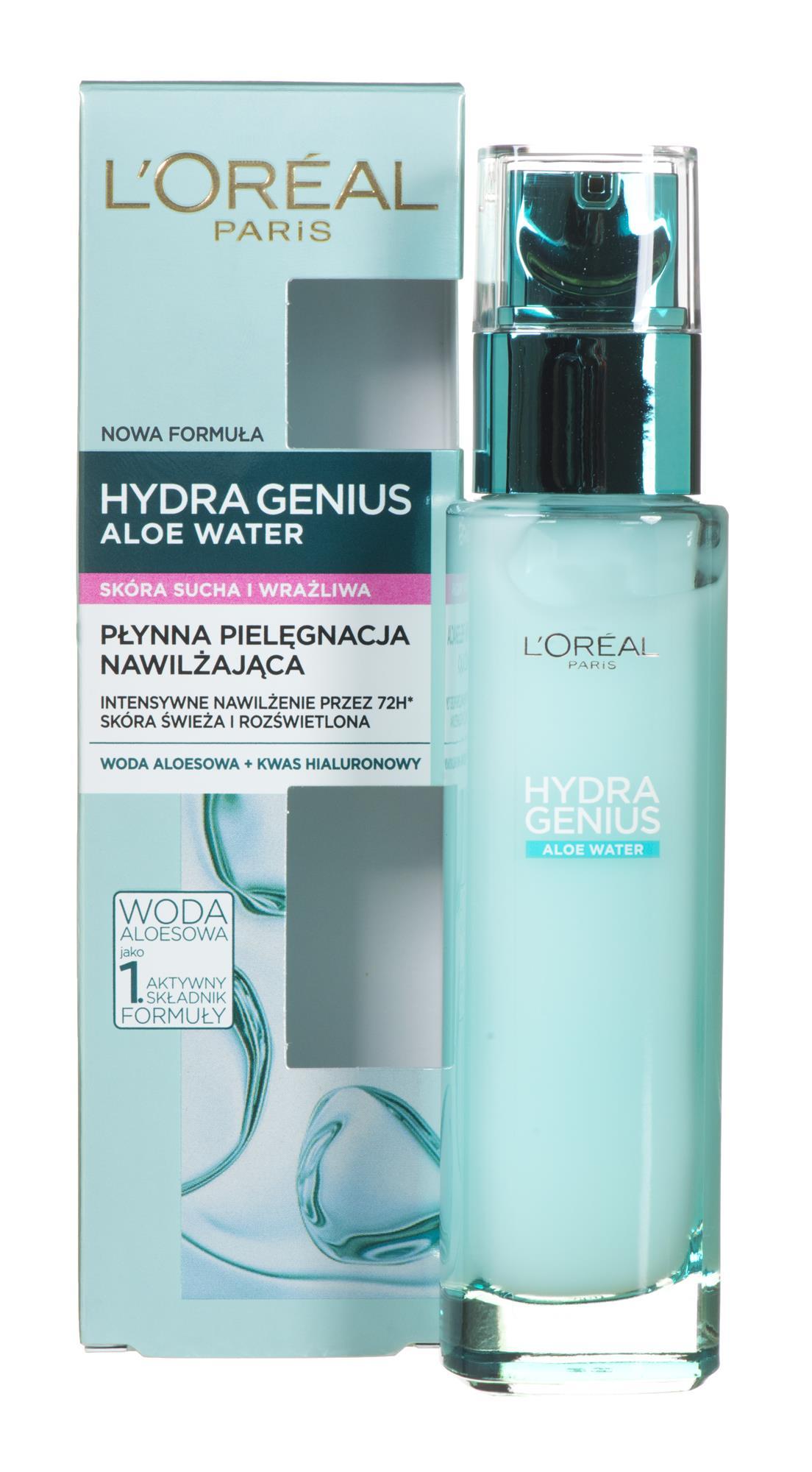 L'Oréal Paris Hydra Genius Aloe Vanduo sausai ir jautriai odai, 70 ml