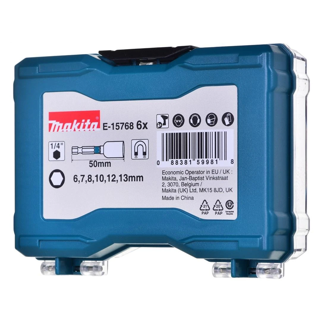 Makita IMPACT Juodas komplektas 6vnt. 1/4"(6, 7, 8, 9, 10, 12 ja 13 mm) E-15768