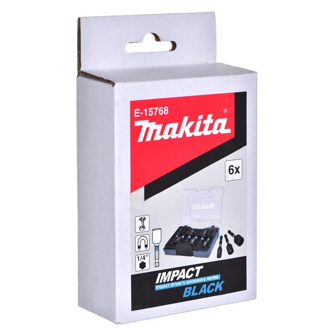 Makita IMPACT Juodas komplektas 6vnt. 1/4"(6, 7, 8, 9, 10, 12 ja 13 mm) E-15768