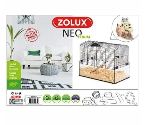ZOLUX DLZZOUKLA0019 Cage Neo Panas Little su stikline kiuvete, juoda