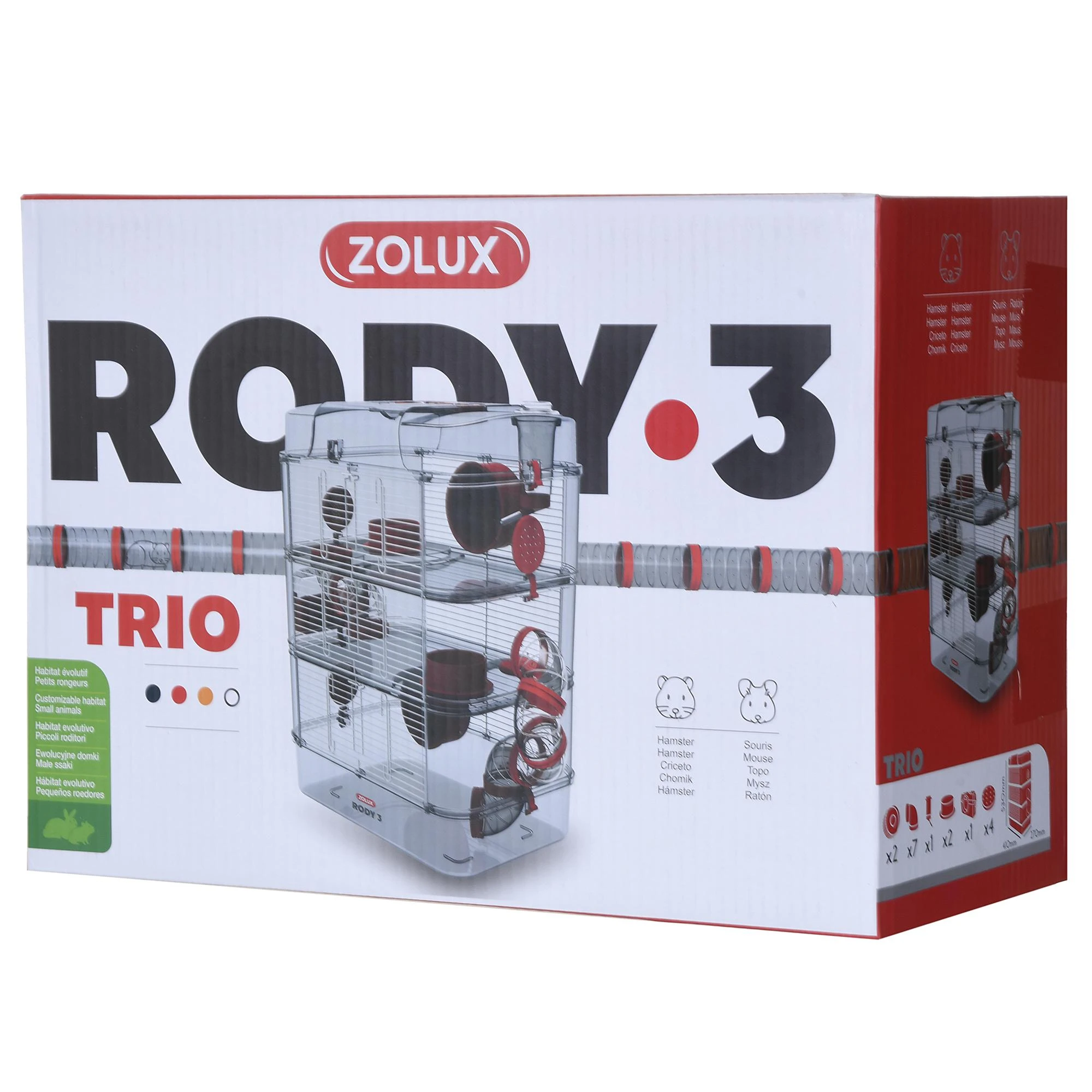 Graužikų Narvas - Zolux Rody3 Trio Raudonas