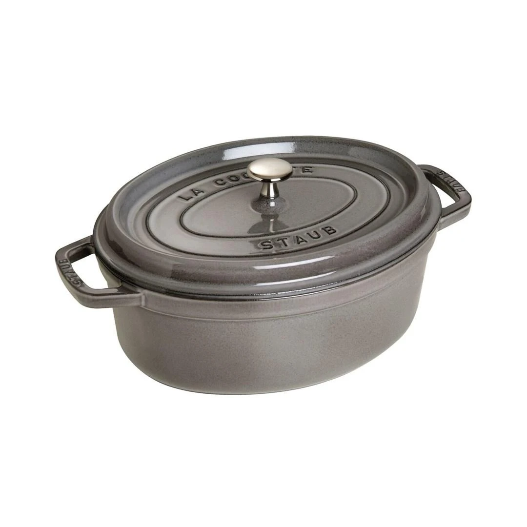 Ovalus ketaus puodas STAUB, 31 cm, 5,5 l, spalva: pilka