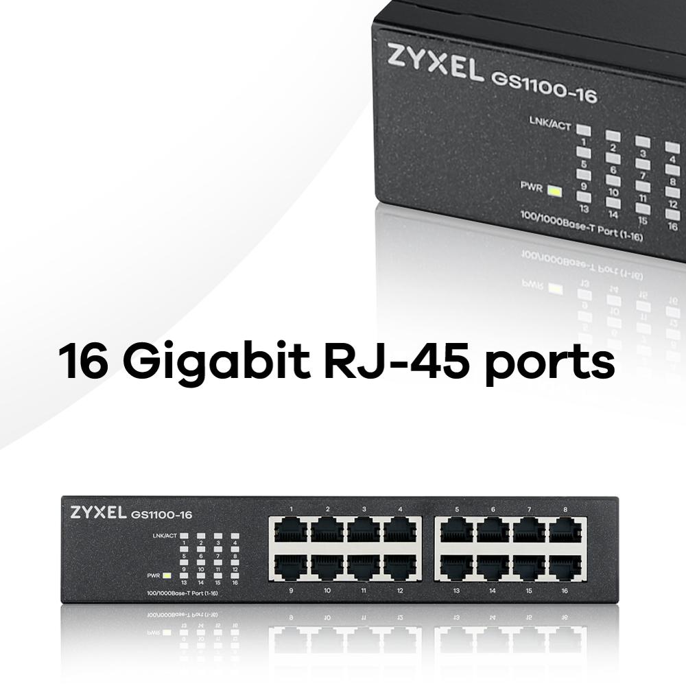 Šakotuvas ZYXEL GS1100-16 16 PORT GIGABIT UNMANAGED SWITCH V3 (5Y WARRANTY)