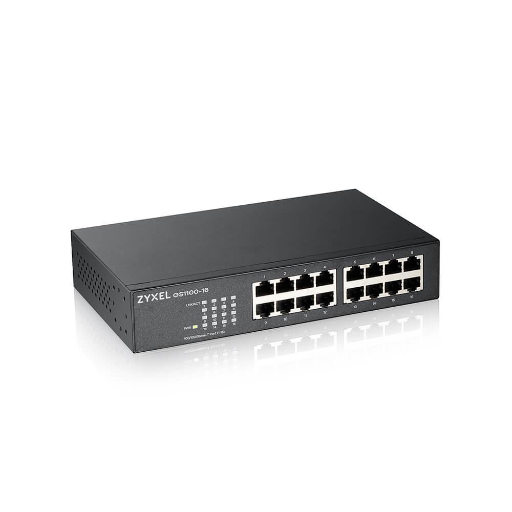 Šakotuvas ZYXEL GS1100-16 16 PORT GIGABIT UNMANAGED SWITCH V3 (5Y WARRANTY)