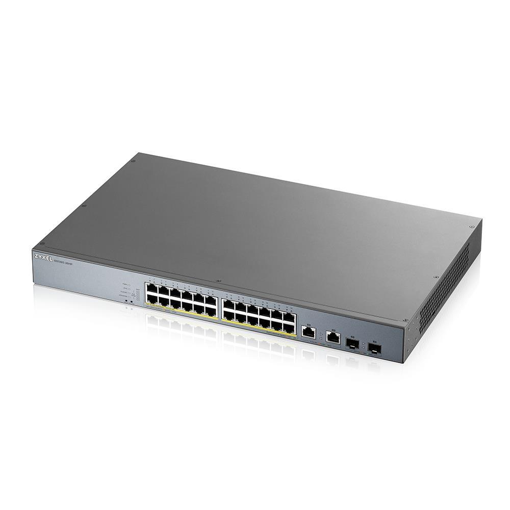 Šakotuvas ZYXEL GS1350-26HP, 26 prievadų valdomas CCTV POE komutatorius, didelio nuotolio, 375 W (1 metų NCC PRO paketo licencija) (5 metų garantija)