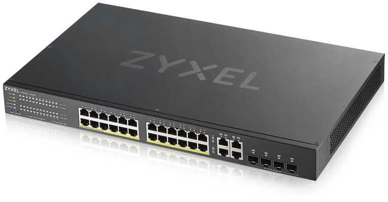 ZYXEL GS1920-24HPV2, 28 prievadų išmanusis valdomas POE komutatorius, 24 gigabitų vario POE ir 4 gigabitų dviejų asmenų, hibridinis režimas, autonominis arba „Nebulaflex“ debesis, 375 vatų POE (5 metų garantija)