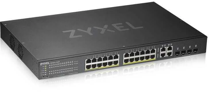 ZYXEL GS1920-24HPV2, 28 prievadų išmanusis valdomas POE komutatorius, 24 gigabitų vario POE ir 4 gigabitų dviejų asmenų, hibridinis režimas, autonominis arba „Nebulaflex“ debesis, 375 vatų POE (5 metų garantija)
